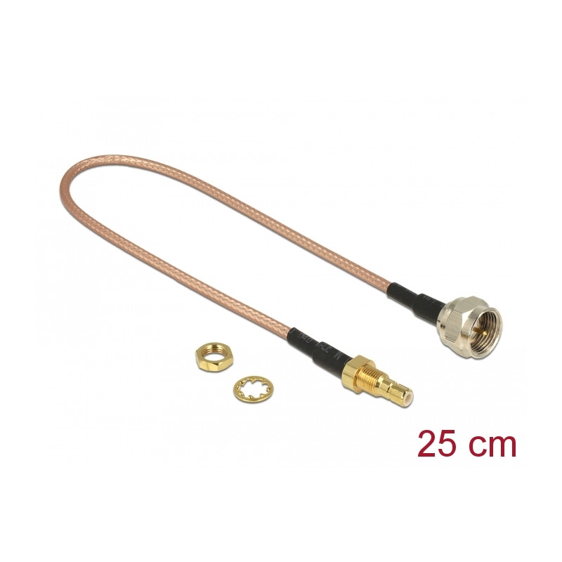 Delock Antennenkabel F Stecker - SMB Buchse zum Einbau RG-316 25 cm