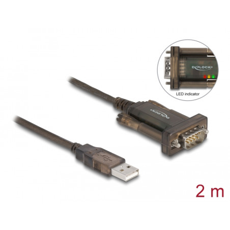 Delock Adapter USB 2.0 Typ-A - 1 x Seriell DB9 RS-232