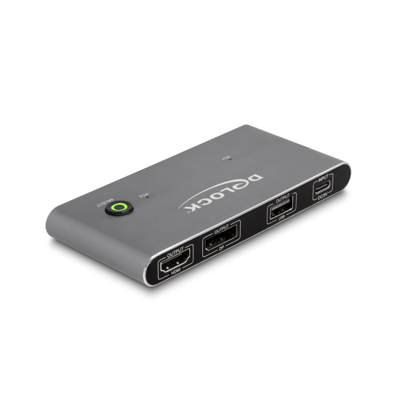 Delock USB-C™ KVM Switch zu HDMI und DisplayPort 8K MST mit USB 2.0