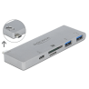 Delock 3 Port Hub und 2 Slot Card Reader für MacBook mit PD 3.0 und einschiebbarem USB Type-C™ Anschluss