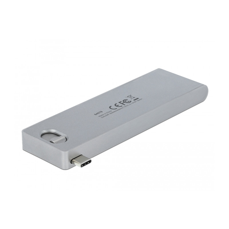 Delock 3 Port Hub und 2 Slot Card Reader für MacBook mit PD 3.0 und einschiebbarem USB Type-C™ Anschluss
