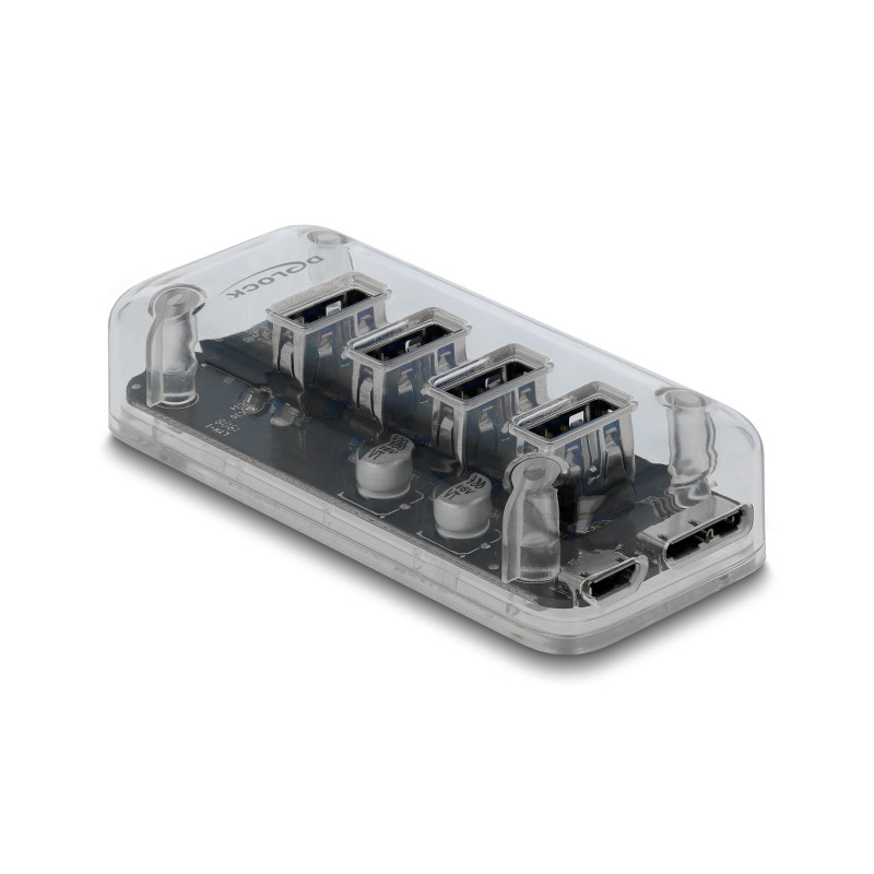 Delock Externer USB 5 Gbps Hub mit 4 Ports transparent
