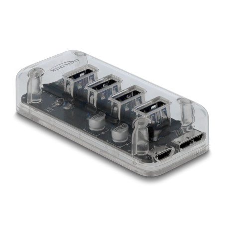 Delock Externer USB 5 Gbps Hub mit 4 Ports transparent