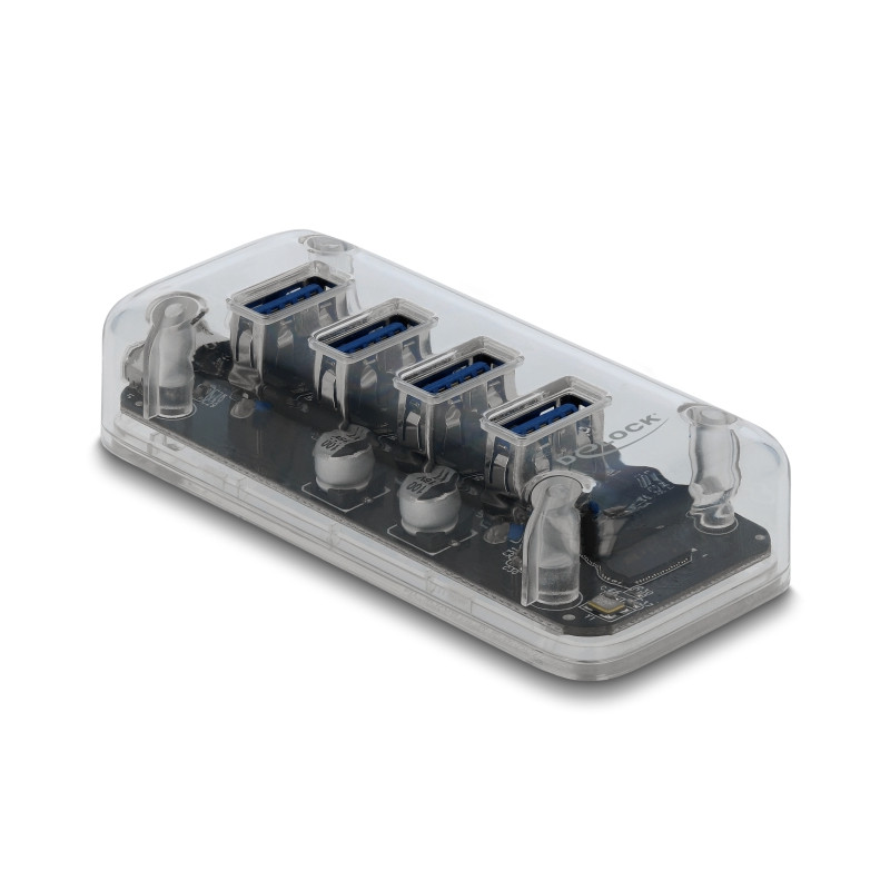 Delock Externer USB 5 Gbps Hub mit 4 Ports transparent