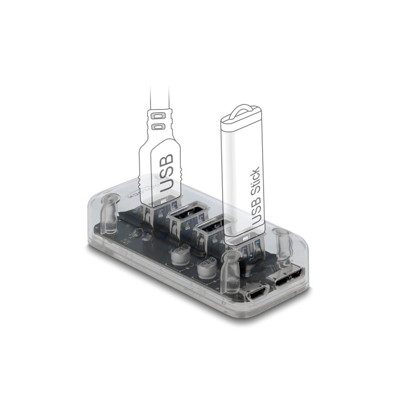 Delock Externer USB 5 Gbps Hub mit 4 Ports transparent