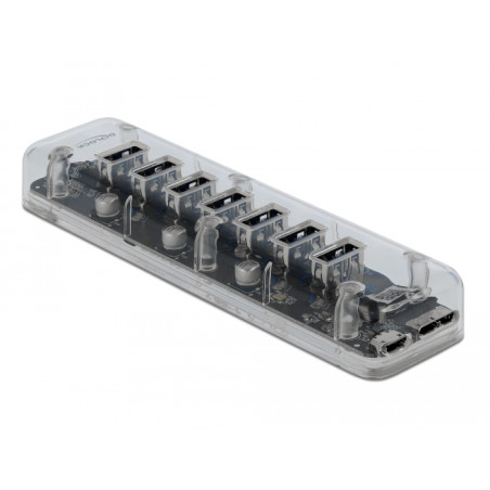Delock Externer USB 3.0 Hub mit 7 Ports transparent