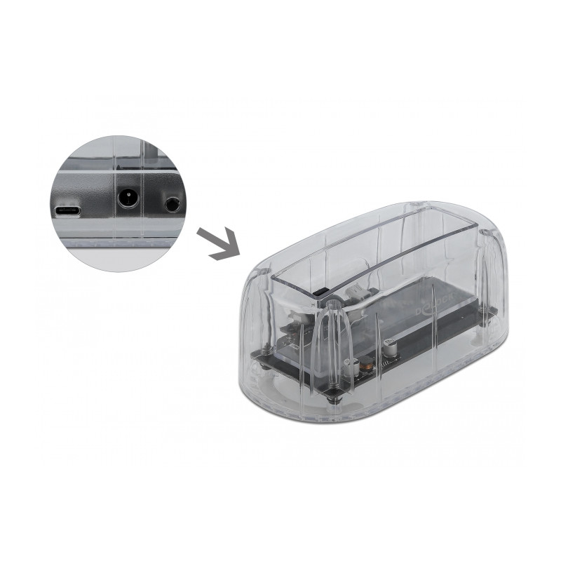 Delock USB Type-C™ Dockingstation für 1 x SATA HDD / SSD transparent
