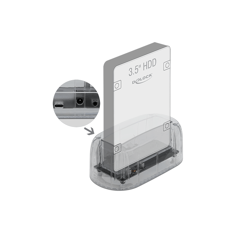 Delock USB Type-C™ Dockingstation für 1 x SATA HDD / SSD transparent