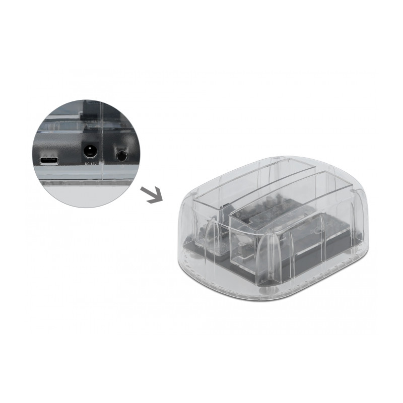 Delock USB Type-C™ Dockingstation für 2 x SATA HDD / SSD transparent