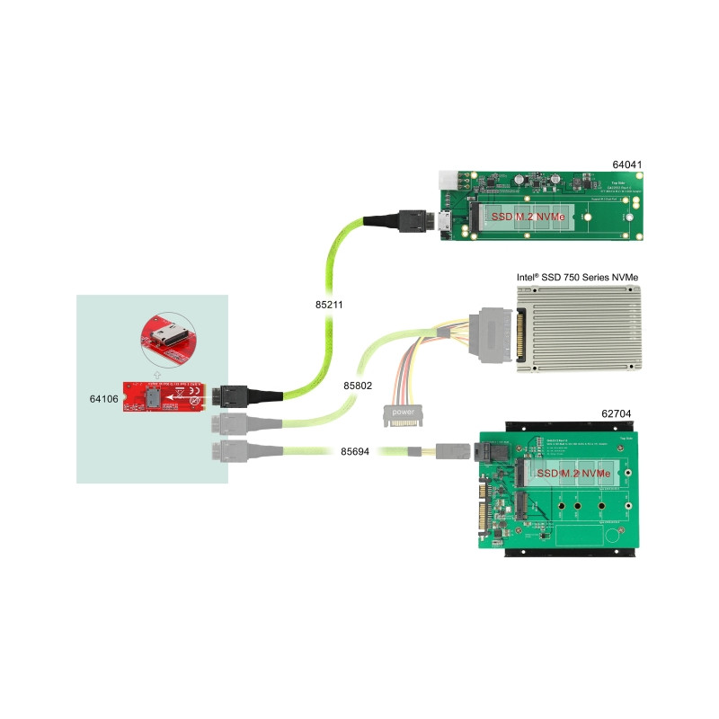 Delock M.2 Key M zu 1 x OCuLink SFF-8612 Konverter