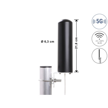 Delock 5G LTE Antenne SMA Stecker 3 - 5 dBi starr omnidirektional Wand- und Mastmontage outdoor schwarz