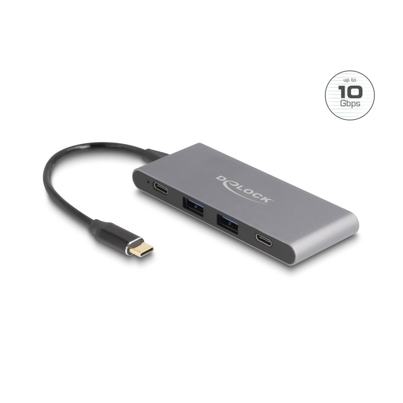 Delock 4 Port USB Type-C™ Hub mit 2 x USB Typ-A und 2 x USB Type-C™ 10 Gbps