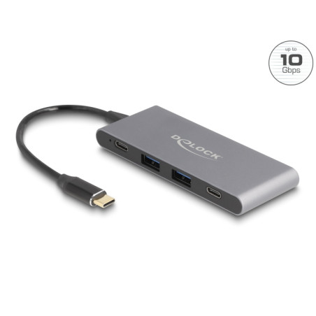 Delock 4 Port USB Type-C™ Hub mit 2 x USB Typ-A und 2 x USB Type-C™ 10 Gbps