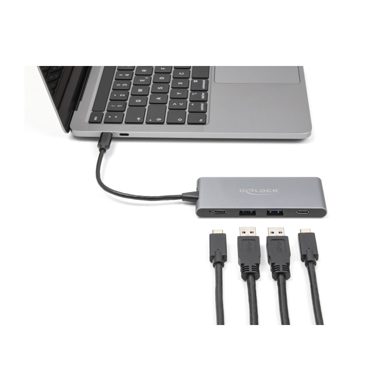 Delock 4 Port USB Type-C™ Hub mit 2 x USB Typ-A und 2 x USB Type-C™ 10 Gbps