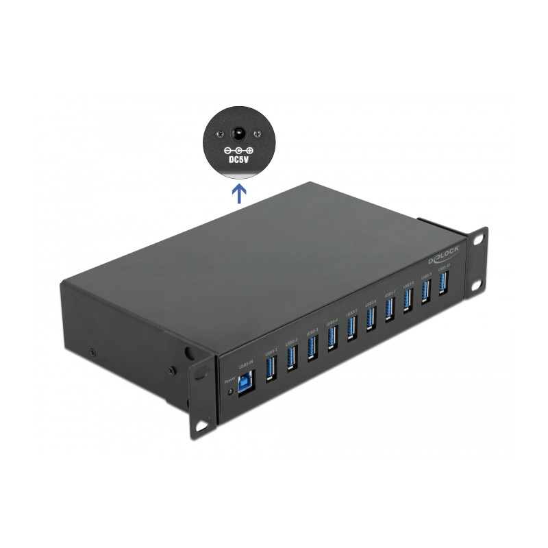 Delock 10″ Industrie Hub 10 x USB 3.2 Gen 1 Typ-A