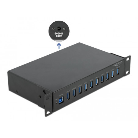 Delock 10″ Industrie Hub 10 x USB 3.2 Gen 1 Typ-A