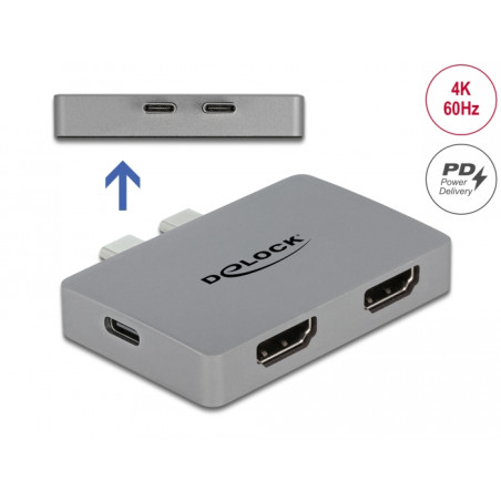 Delock Dual HDMI Adapter mit 4K 60 Hz und PD 3.0 für MacBook