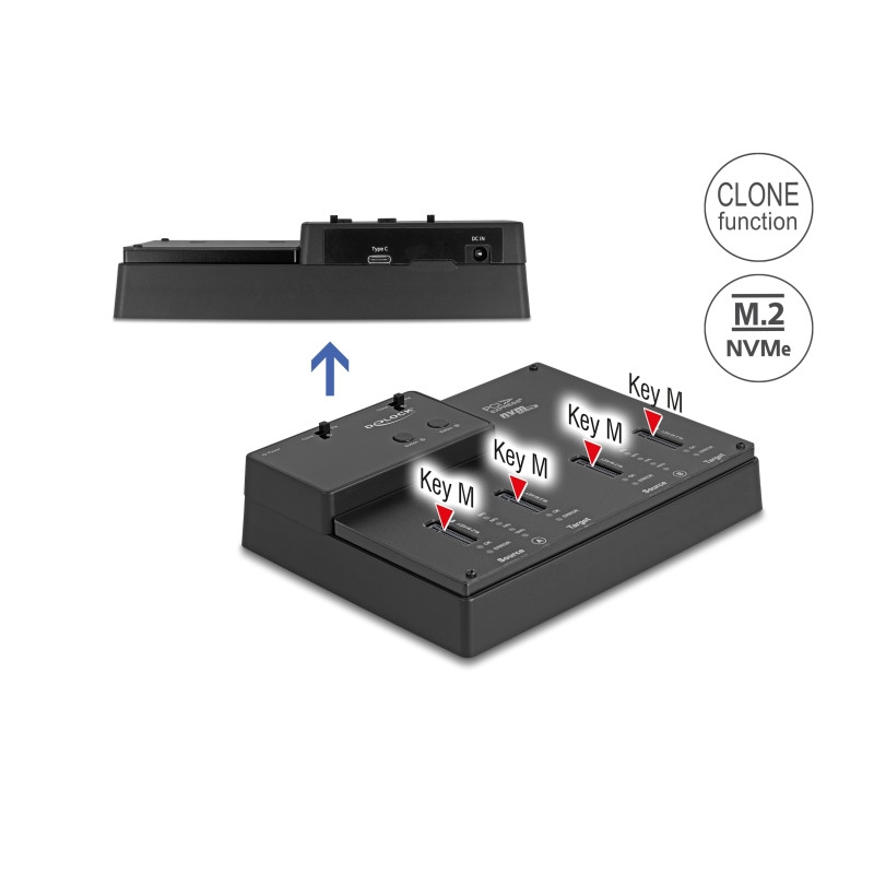 Delock M.2 Dockingstation für 4 x M.2 NVMe PCIe SSD mit Klon Funktion