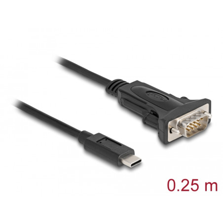 Delock Adapter USB Type-C™ zu 1 x Seriell RS-232 D-Sub 9 Pin Stecker mit Schrauben 0,25 m
