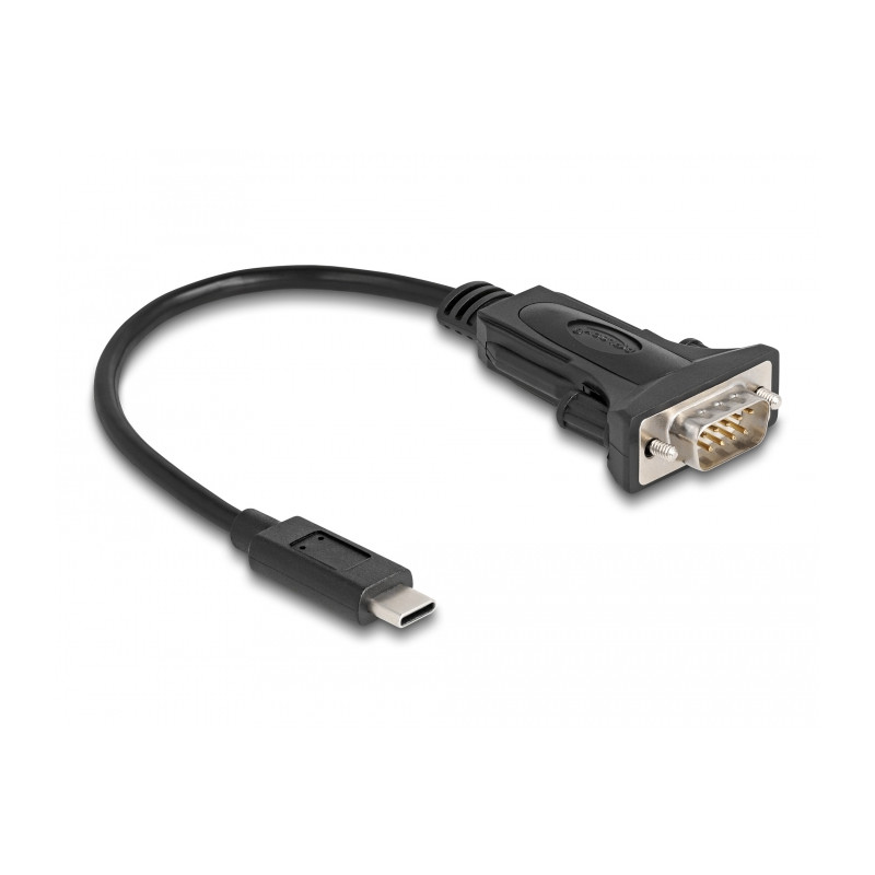 Delock Adapter USB Type-C™ zu 1 x Seriell RS-232 D-Sub 9 Pin Stecker mit Schrauben 0,25 m