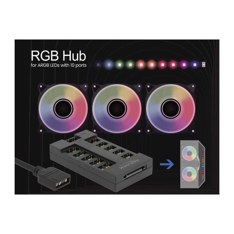 Delock RGB Hub für ARGB LEDs mit 10 Ports
