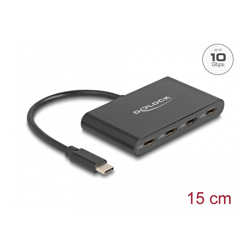 Delock USB 3.2 Gen 2 USB Type-C™ Hub mit 4 x USB Type-C™ Buchse - 10 Gbps