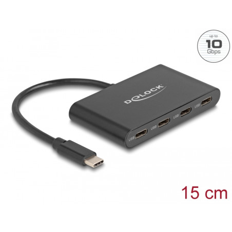 Delock USB 3.2 Gen 2 USB Type-C™ Hub mit 4 x USB Type-C™ Buchse - 10 Gbps