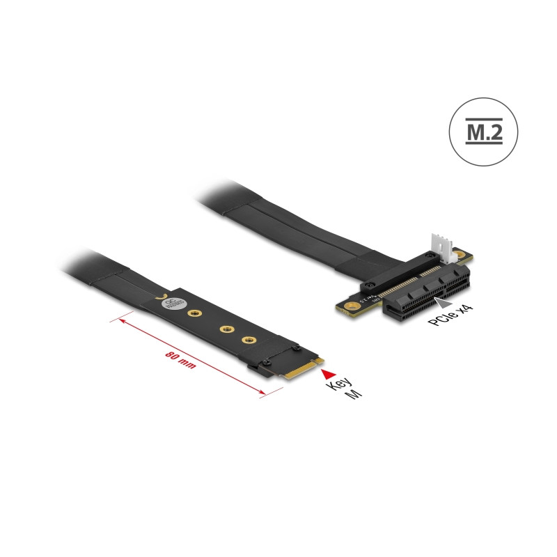Delock M.2 Key M zu PCIe x4 NVMe Adapter mit 20 cm Kabel