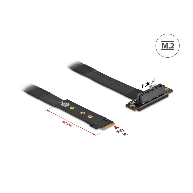Delock M.2 Key M zu PCIe x4 NVMe Adapter gewinkelt mit 20 cm Kabel