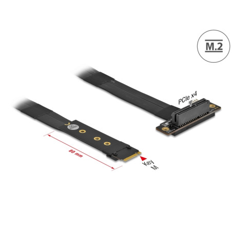 Delock M.2 Key M zu PCIe x4 NVMe Adapter gewinkelt mit 20 cm Kabel