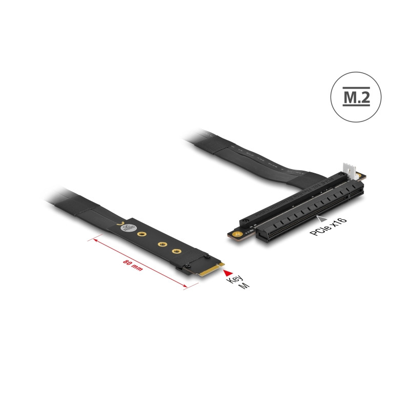 Delock M.2 Key M zu PCIe x16 NVMe Adapter mit 20 cm Kabel