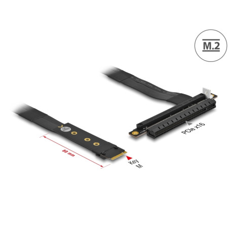 Delock M.2 Key M zu PCIe x16 NVMe Adapter mit 20 cm Kabel