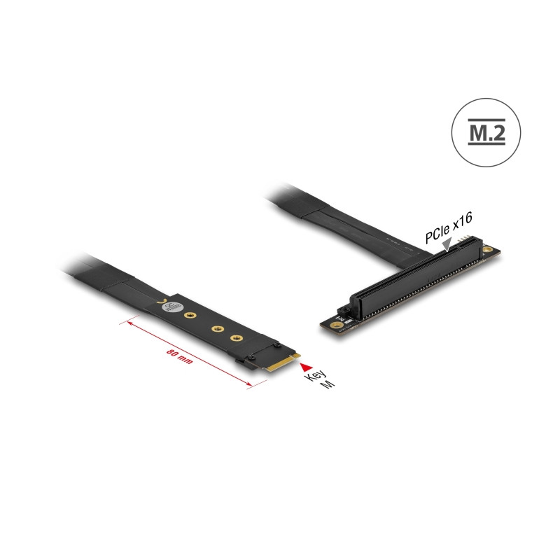 Delock M.2 Key M zu PCIe x16 NVMe Adapter gewinkelt mit 20 cm Kabel