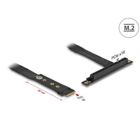 Delock M.2 Key M zu PCIe x16 NVMe Adapter gewinkelt mit 20 cm Kabel