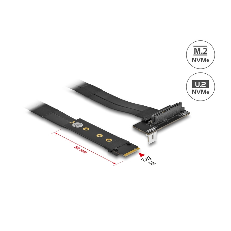 Delock M.2 Key M zu U.2 SFF-8639 NVMe Adapter gewinkelt mit 20 cm Kabel