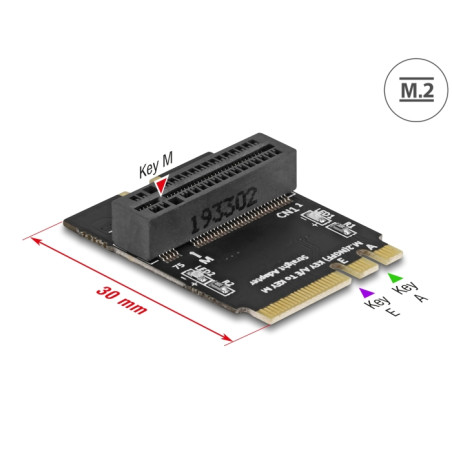 Delock Adapter M.2 Key A+E Stecker zu Key M Slot gewinkelt mit Halterung