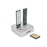 Delock Dockingstation für 1 x M.2 NVMe SSD + 1 x M.2 SATA SSD mit SD Express (SD 7.1) Card Reader und Klon Funktion