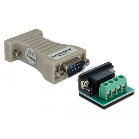 Delock Konverter 1 x Seriell RS-232 DB9 zu 1 x Seriell RS-485 mit ESD Schutz 15 kV Überspannungsschutz 600 W
