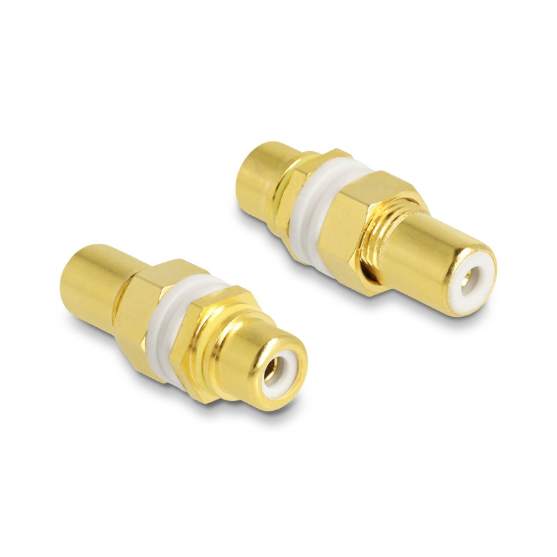 Delock Audio Adapter Cinch Buchse zu Buchse zum Einbau, Farbring weiß