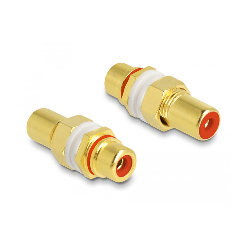 Delock Audio Adapter Cinch Buchse zu Buchse zum Einbau, Farbring rot