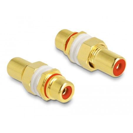 Delock Audio Adapter Cinch Buchse zu Buchse zum Einbau, Farbring rot