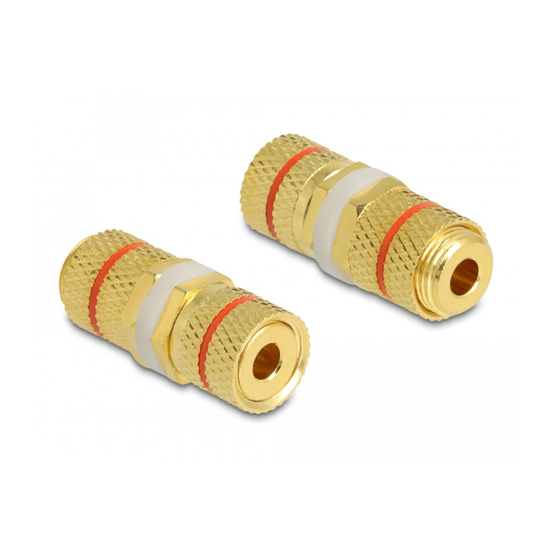 Delock Audio Adapter Polklemme zu Polklemme zum Einbau, Farbring rot