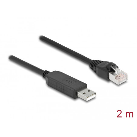 Delock Serielles Anschlusskabel mit FTDI Chipsatz, USB 2.0 Typ-A Stecker zu RS-232 RJ45 Stecker 2 m schwarz
