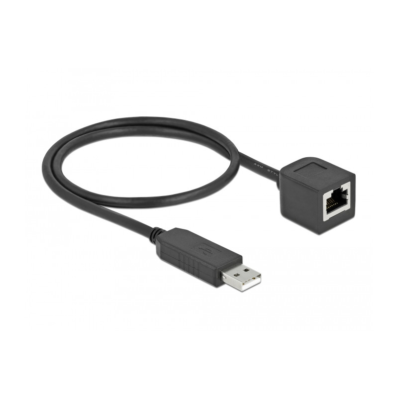 Delock Serielles Anschlusskabel mit FTDI Chipsatz, USB 2.0 Typ-A Stecker zu RS-232 RJ45 Buchse 50 cm schwarz