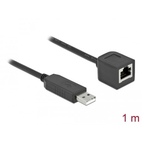 Delock Serielles Anschlusskabel mit FTDI Chipsatz, USB 2.0 Typ-A Stecker zu RS-232 RJ45 Buchse 1 m schwarz
