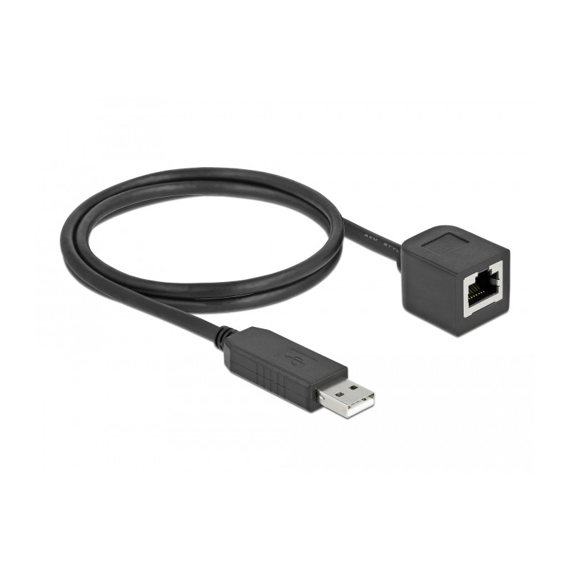 Delock Serielles Anschlusskabel mit FTDI Chipsatz, USB 2.0 Typ-A Stecker zu RS-232 RJ45 Buchse 1 m schwarz