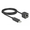 Delock Serielles Anschlusskabel mit FTDI Chipsatz, USB 2.0 Typ-A Stecker zu RS-232 RJ45 Buchse 2 m schwarz