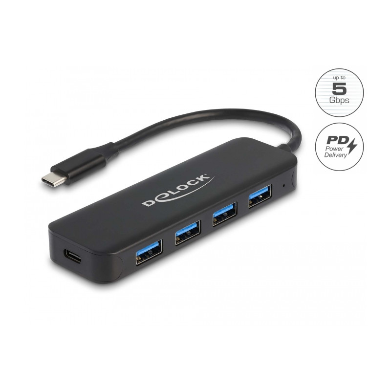 Delock USB Type-C™ Hub 4 Port USB 5 Gbps mit Power Delivery 85 Watt