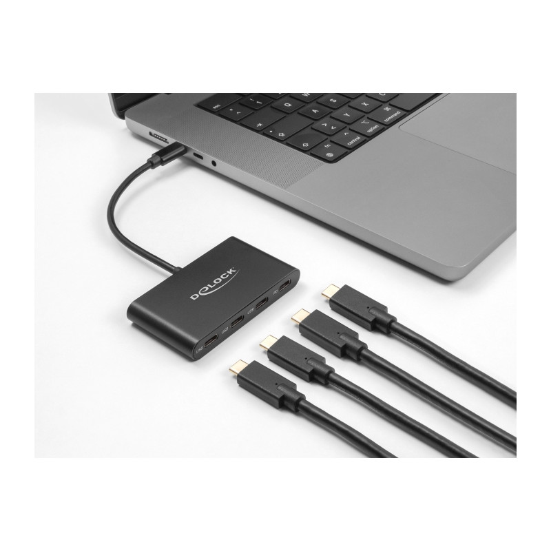 Delock USB 3.2 Gen 1 USB Type-C™ Hub mit 3 x USB Type-C™ Buchse + 1 x USB Type-C™ PD 100 Watt