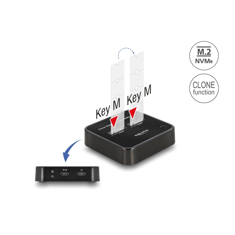 Delock M.2 Dockingstation für 2 x M.2 NVMe PCIe SSD mit Klon Funktion
